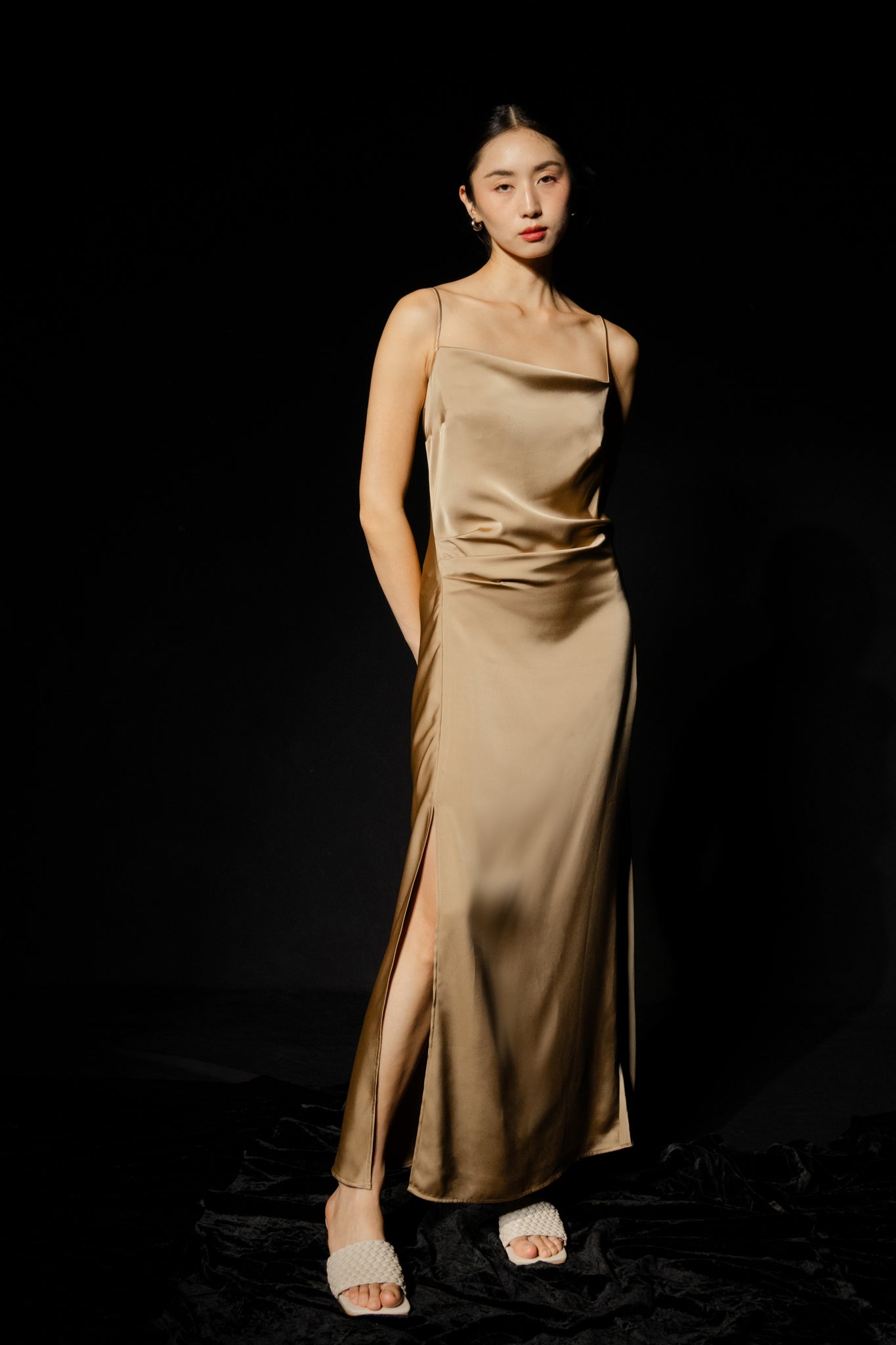 Silk Slip Dress - Brown