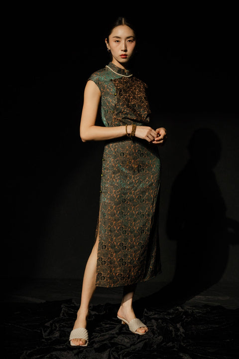 Mandarin Collar Qipao - Black