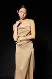 Silk Slip Dress - Brown