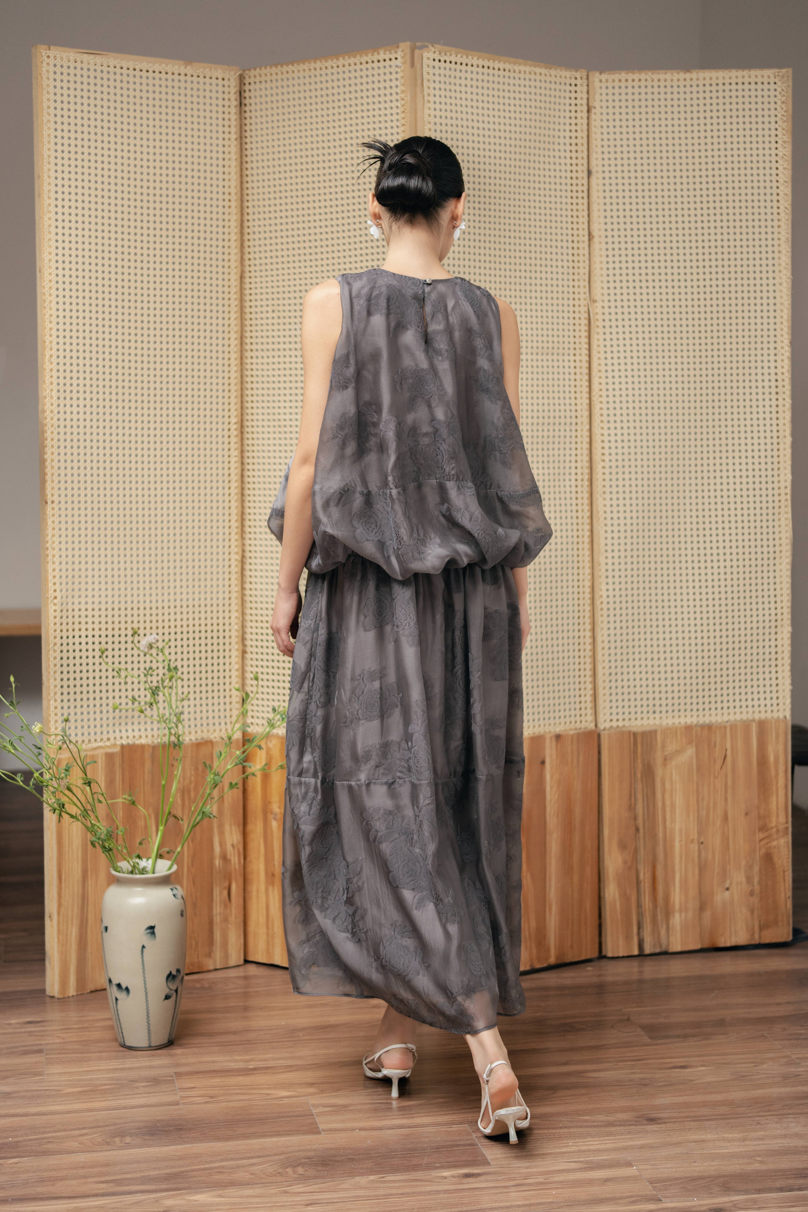 Sheer Petal Midi Dress