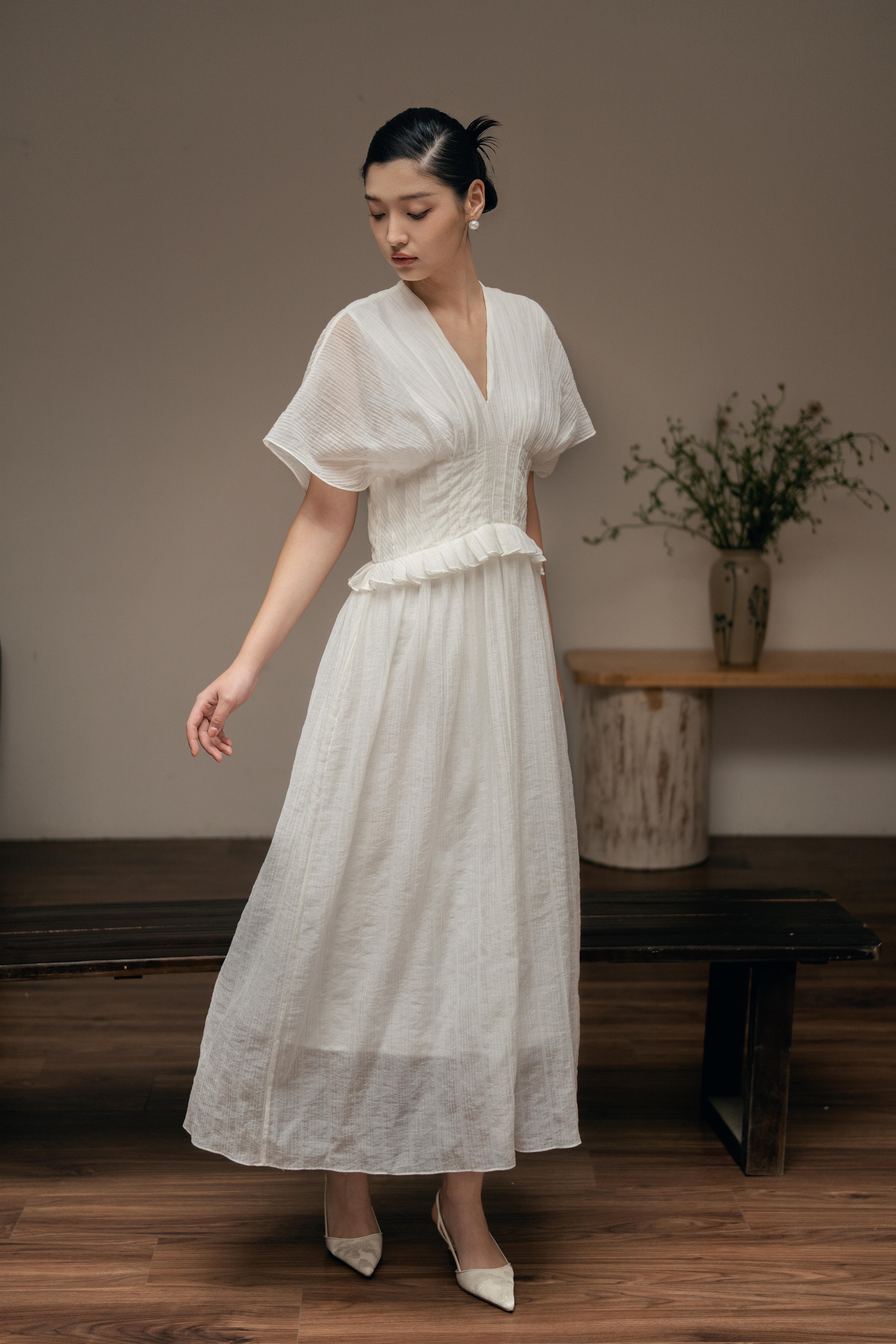 Dandelion Flowy Ruched Midi Dress